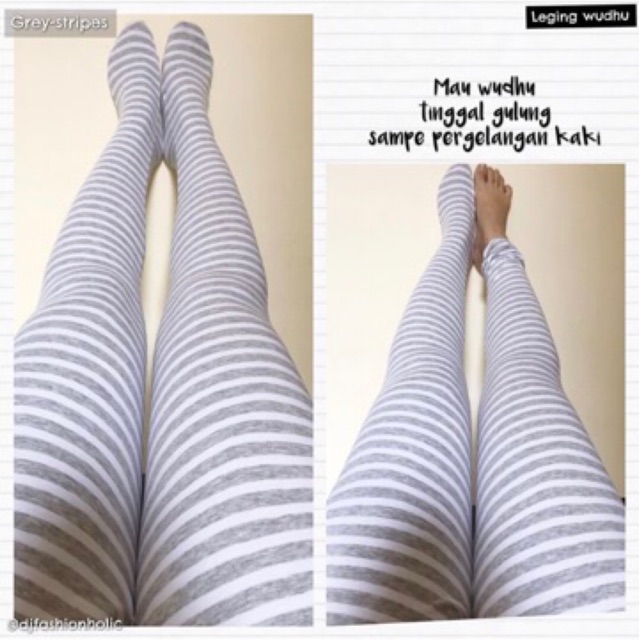 Leging wudhu Stripes (leging wudhu motif, leging wudhu garis)