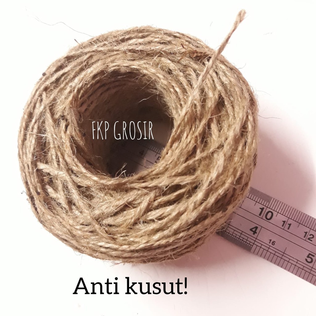 Grosir Per 50 Meter - TALI RAMI HALUS 2MM - TALI GONI - TAMBANG KEPANG COKLAT SERAT JERAMI ALAMI