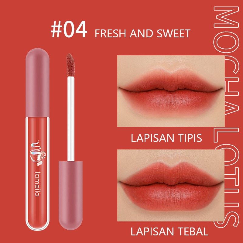 LAMEILA - Oh My God Mocha Lotus Lip Glaze Lipstik - Lip Gloss Pelembab Silky Original