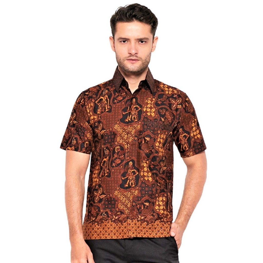 Kemeja Batik Pria Batik Galis Slimfit Premium Wayang Sogan BG225