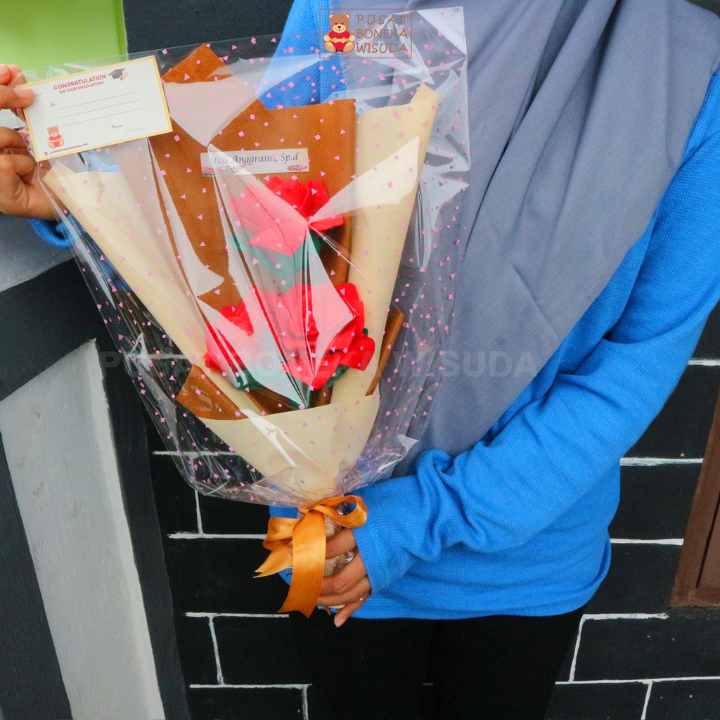 Buket bunga Flanel Tangkai Bucket ultah kado Grosir Hadiah Bunga Mawar anniversary valentine pacar