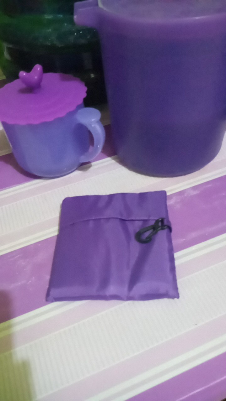 Tas Belanja Pengganti Kantong Plastik Eco Lipat Multifungsi Ungu