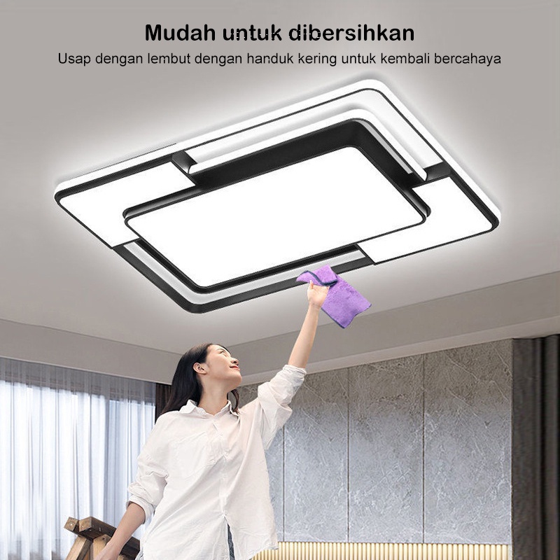 ❣️Garansi&amp;Remote❣️Lampu Plafon 3 Warna LED Modern Minimalis Bentuk Persegi Gaya Nordic Untuk Dekorasi Ruang Tamu / Kamar Tidur Peredupan tanpa lang 98W