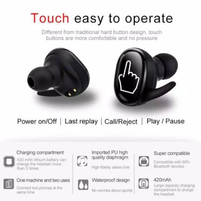 Handsfree Bluetooth TWS4 Earphone Wireless TWS 4 Stereo Headset Bluetooth 5.0