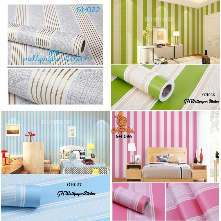 PROMO TERMURAH !! Wallpaper Dinding Stiker Motif Salur Size 45cm x 10m BISA COD