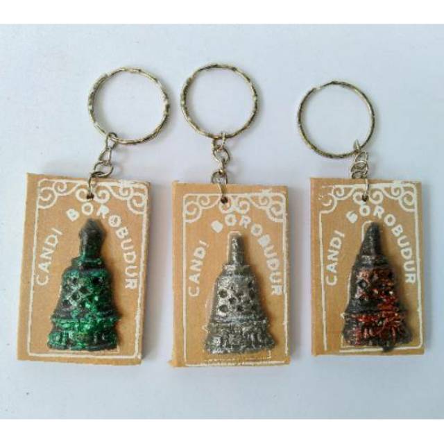 (BISA COD) SATU SET SOUVENIR GANTUNGAN KUNCI CANDI BOROBUDUR TEMPEL FIBERGLASS STUPA ISI 20 PCS