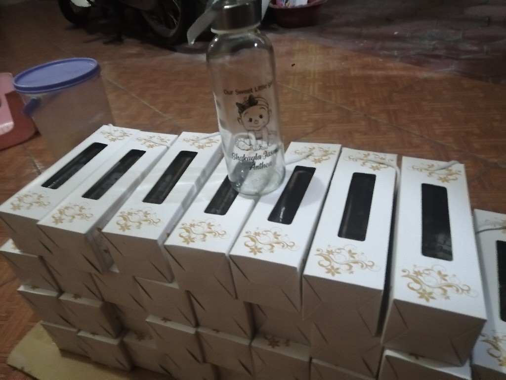 Souvenir Tumbler Kaca Souvenir Pernikahan  Botol Kaca + Free Sablon Satu Warna