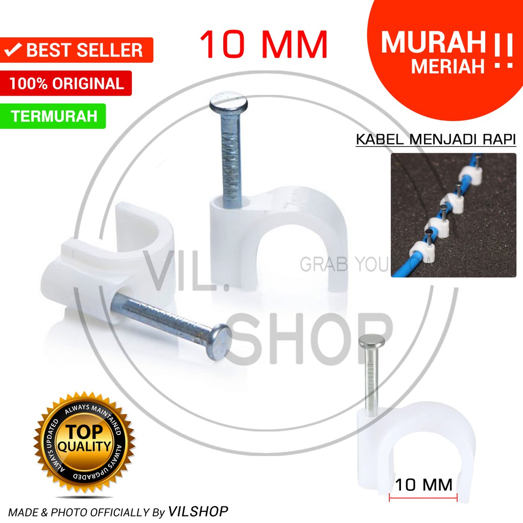 KLEM KABEL NO 10MM / CABLE CLIP NO 10MM / PENJEPIT KABEL LISTRIK 6MM / KLEM KABEL LISTRIK 10 MEDAN