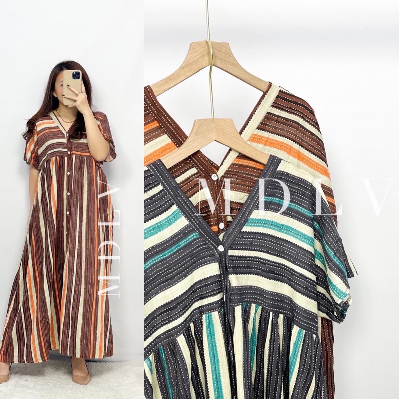 MDLV ~ 63004# Airvania Loose Dress  Maxi Dress Salur Jumbo Import