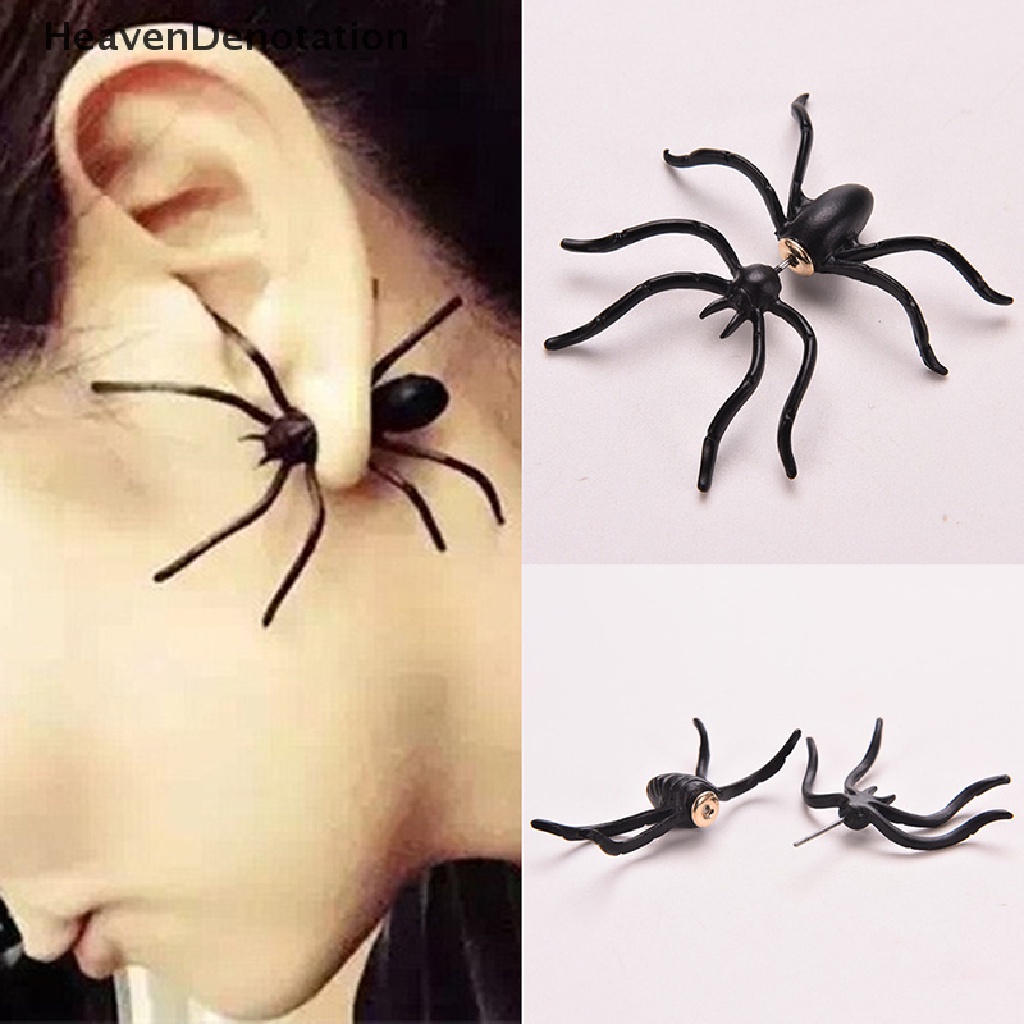 Anting Stud Desain Laba-Laba Warna Hitam Untuk Wanita