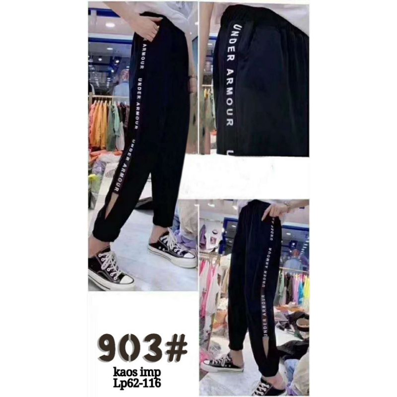 celana joger wanita list tulisan under 903