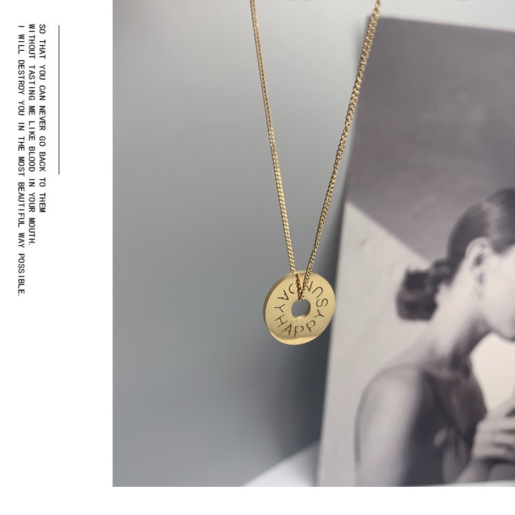 14K emas hollow huruf stainless steel kalung untuk wanita 2021 Eropa dan Amerika Baru In style titan