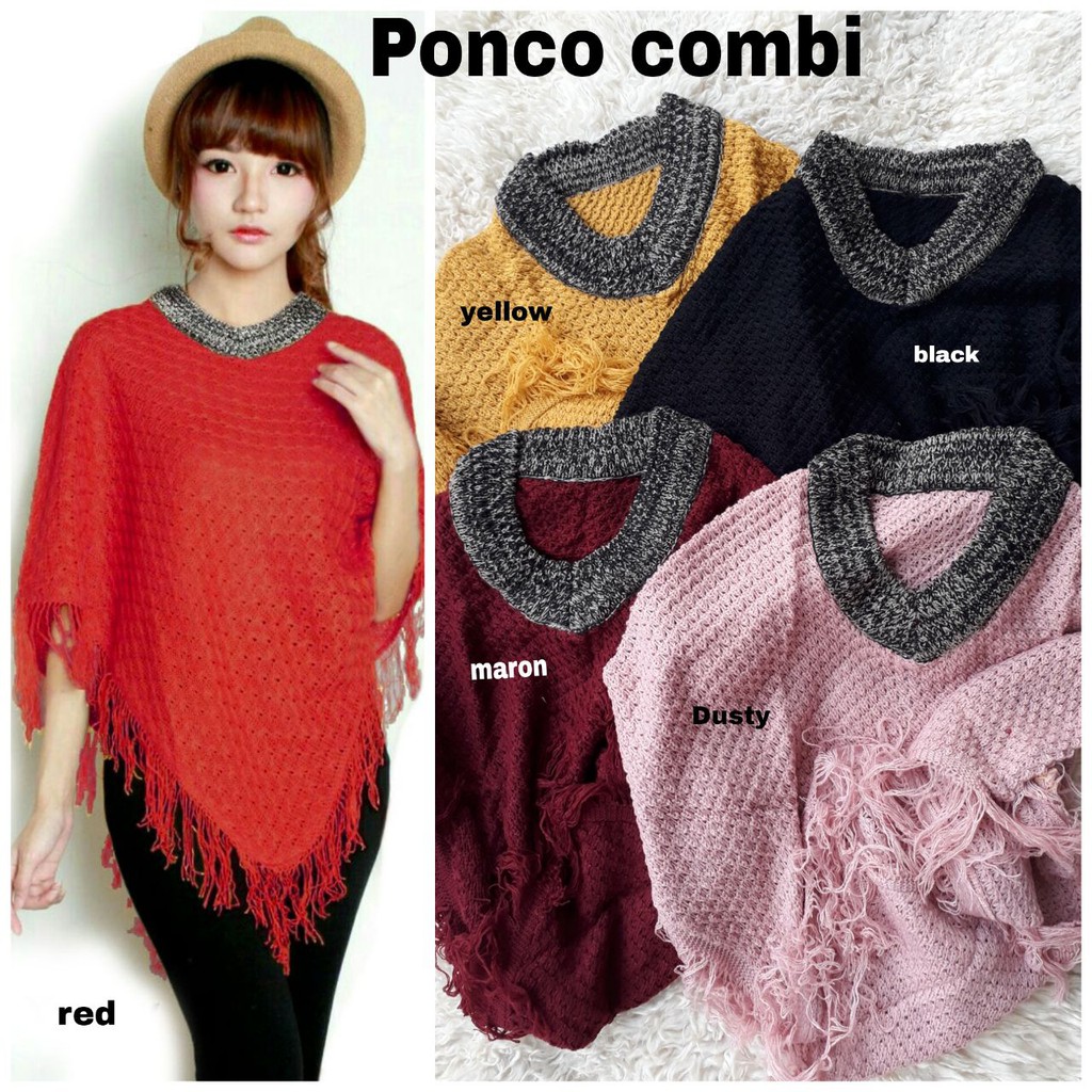 [Ponco combi RO] cardigan wanita rajut varian warna