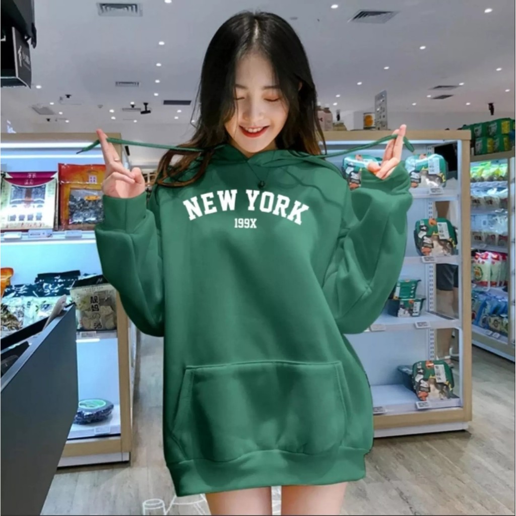 FenishaStore Sweater Hoodie Wanita Kekinian New York 199X Size M-L-XL-XXL