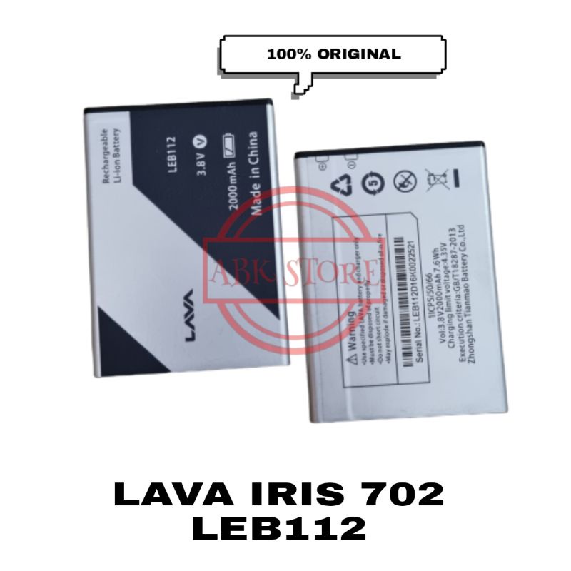 BATRE BATERAI BATTERY LAVA LEB112 IRIS 702 ORIGINAL 100%