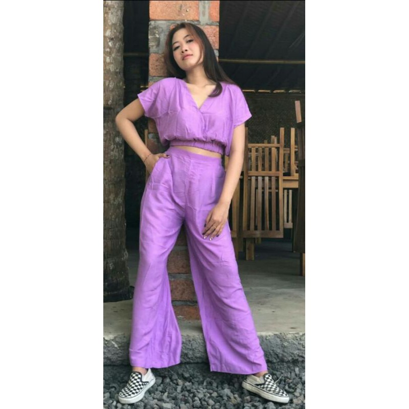 setelan polos bahan rayon premium