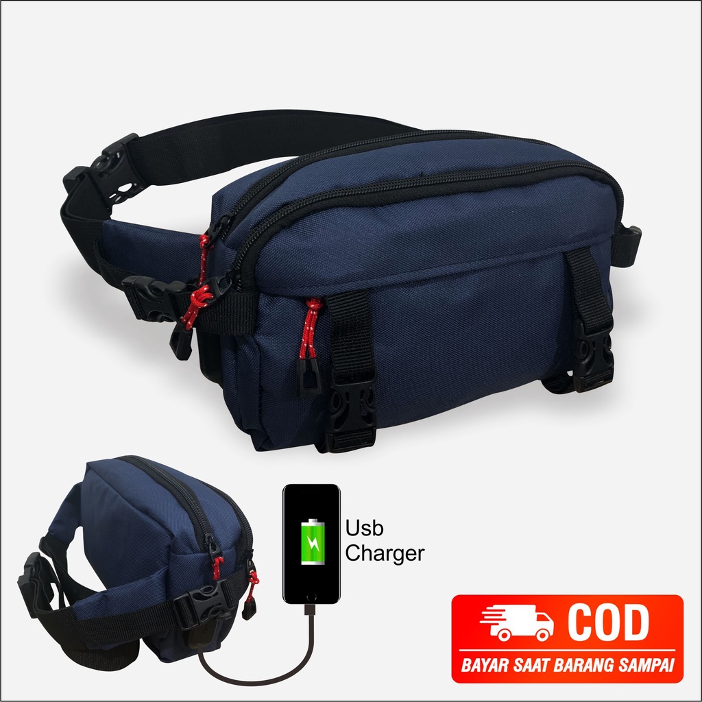 Pege 8809 - Tas Selempang Kasual Dengan Port Charger USB Untuk Charger HP Slingbag Bahu Pria