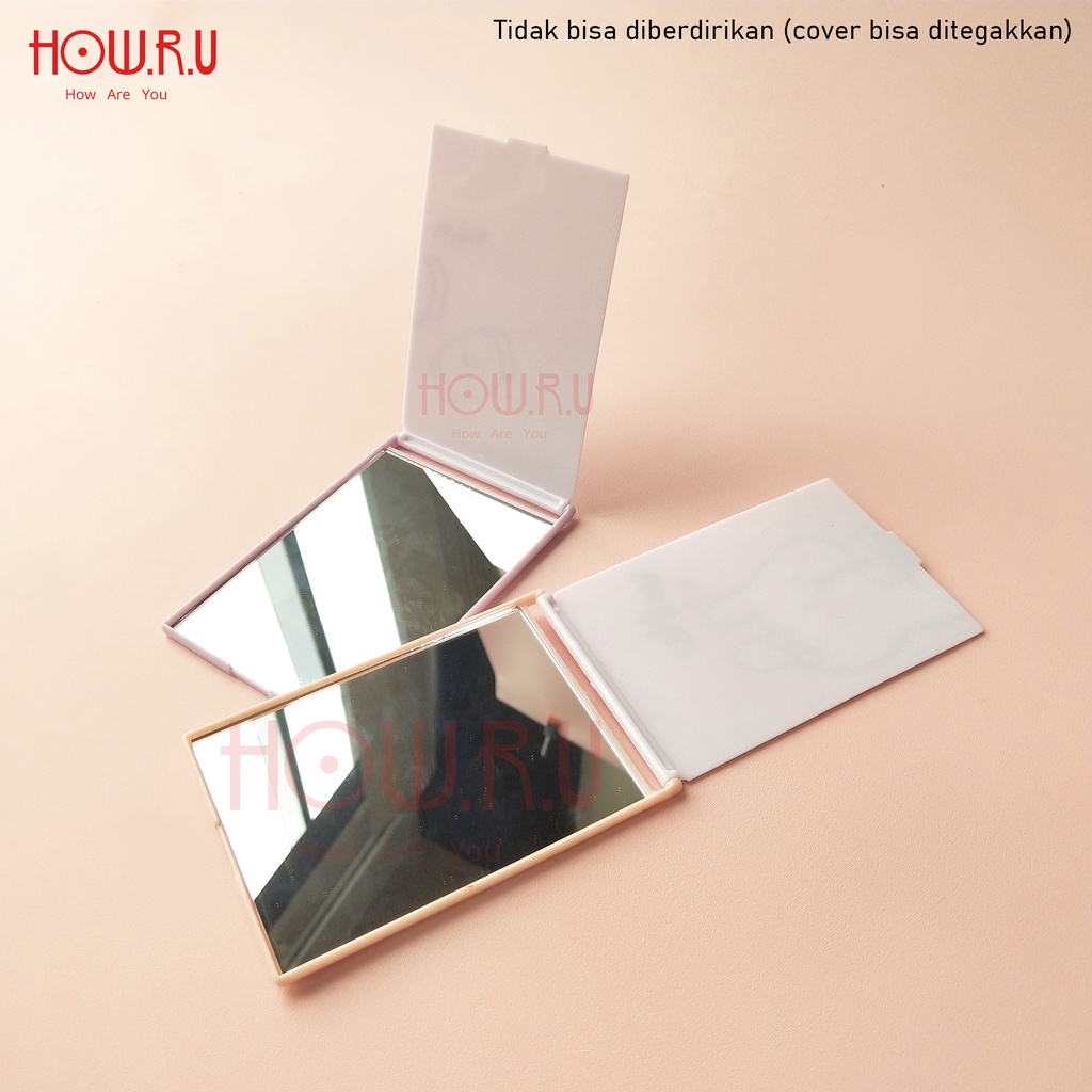 HOW.R.U | 11 x 8 cm - Cermin Lipat / Cermin Saku Korea Warna Pastel Motif Karakter Lucu