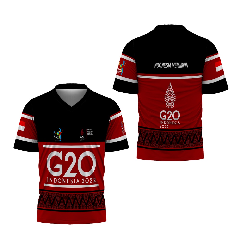 [Riashop] Kaos G20 Pria | Kaos Pria G20 Indonesia Memimpin | Kaos G20 Kerah V-Neck