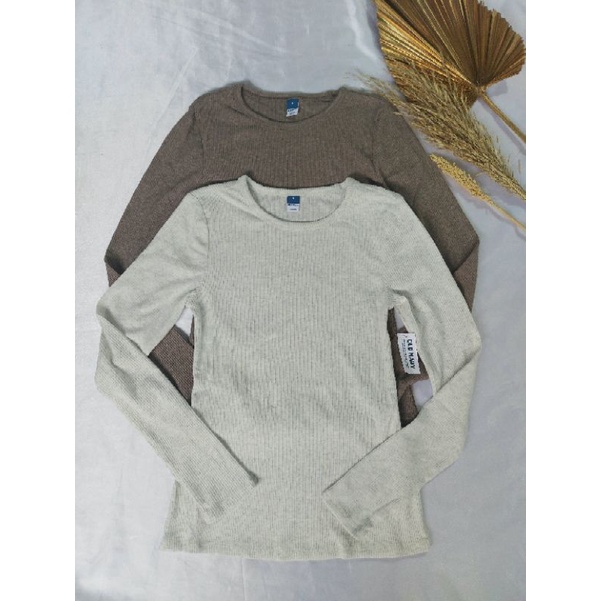 OLD N*VY COZY BRUSHED RIB KNIT TOP-ORIGINAL