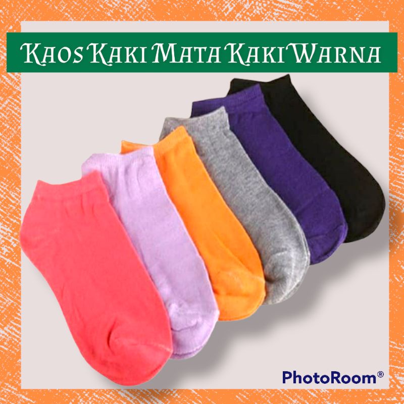 Kaos Kaki Wanita Warna Cerah Polos Pendek Semata Kaki