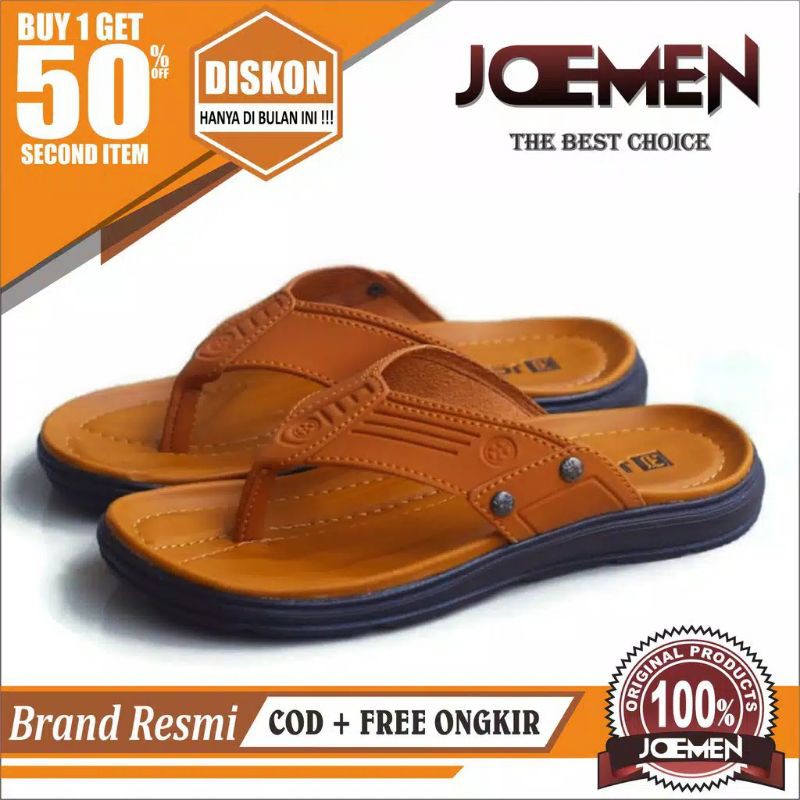 Sandal Japit Pria Kulit Original Joemen Size 39-43(Bayar Ditempat)