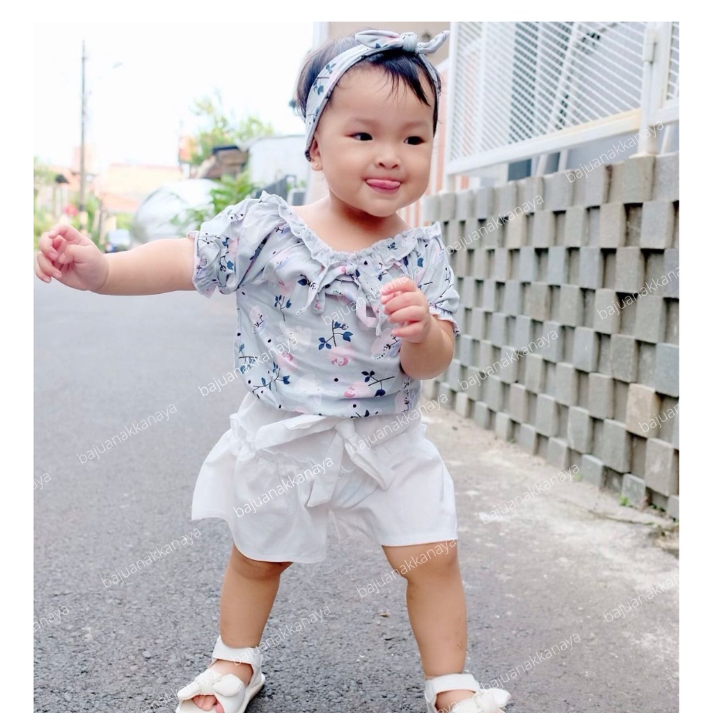 3-15 BLN SETELAN BAYI DAISY FREE HEADBAND BAJU BAYI PEREMPUAN Little Koda 3In1 SET (SNI)