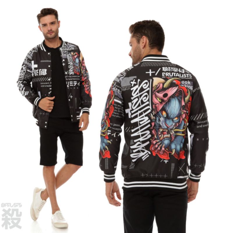 JAKET VARSITY BASEBALL BRUTALISTS DENIM JAKET UNISEX ORIGINAL PRIA WANITA-V19