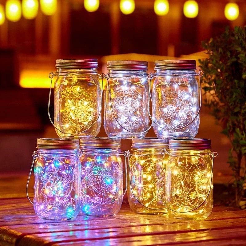 1M / 2M Fairy Light Solar For Mason Jar Lid Insert Color Changing Copper Wire Lights