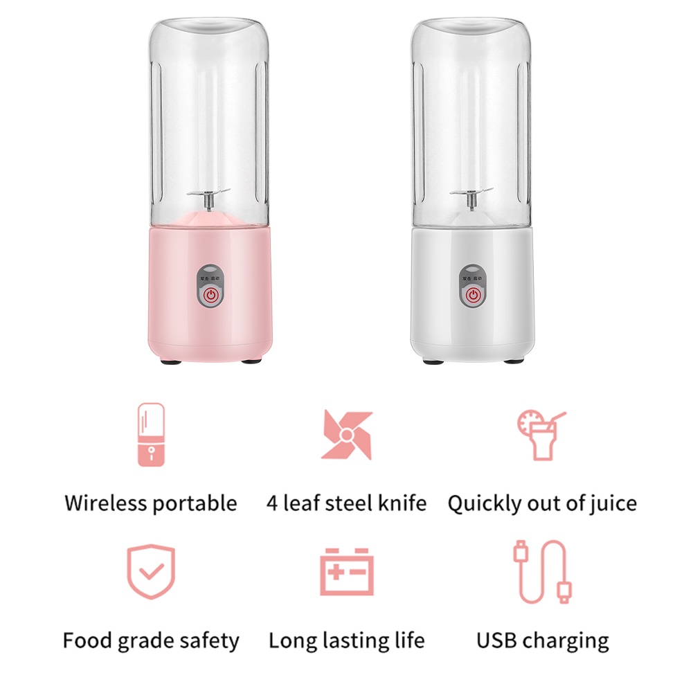 Blender Jus Portable Mini Juicer 500ML Juice Blender Cup USB Charging 4 Electric Blender Mata Pisau