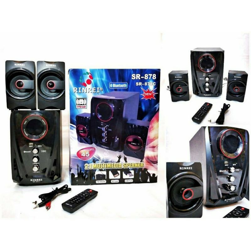 Speaker Aktif RINREI SR-878 (USB Port, Bluetooth, Aux, FM Radio, Remote, SD Card)