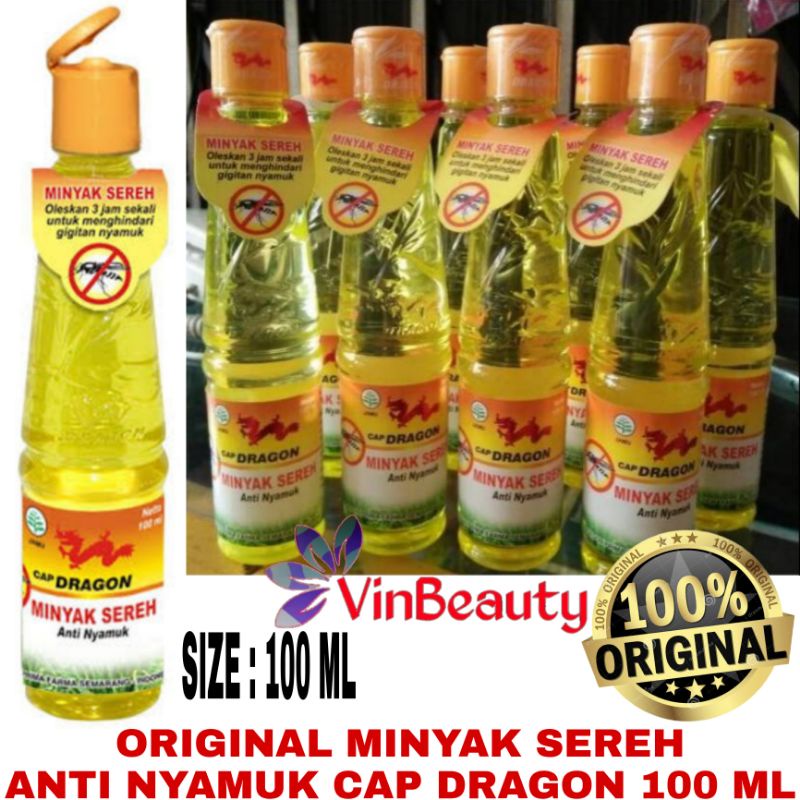 ORIGINAL MINYAK SEREH / MINYAK ANTI GIGITAN NYAMUK CAP DRAGON MURAH 100 ML