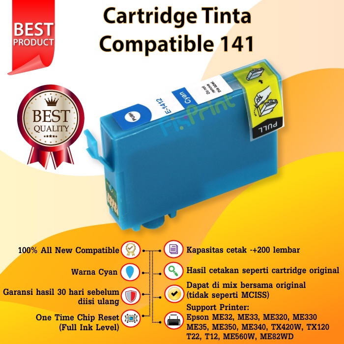 Compatible Cartridge Printer 141 T141 T 141 Black Cyan Magenta Yellow