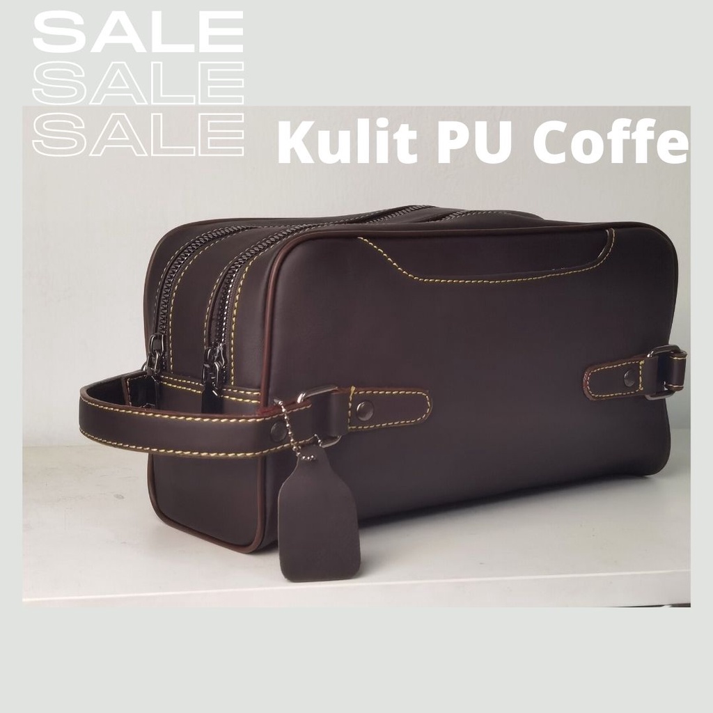 Clutch - Handbag Pria Kulit Sapi Asli Kasual Brown