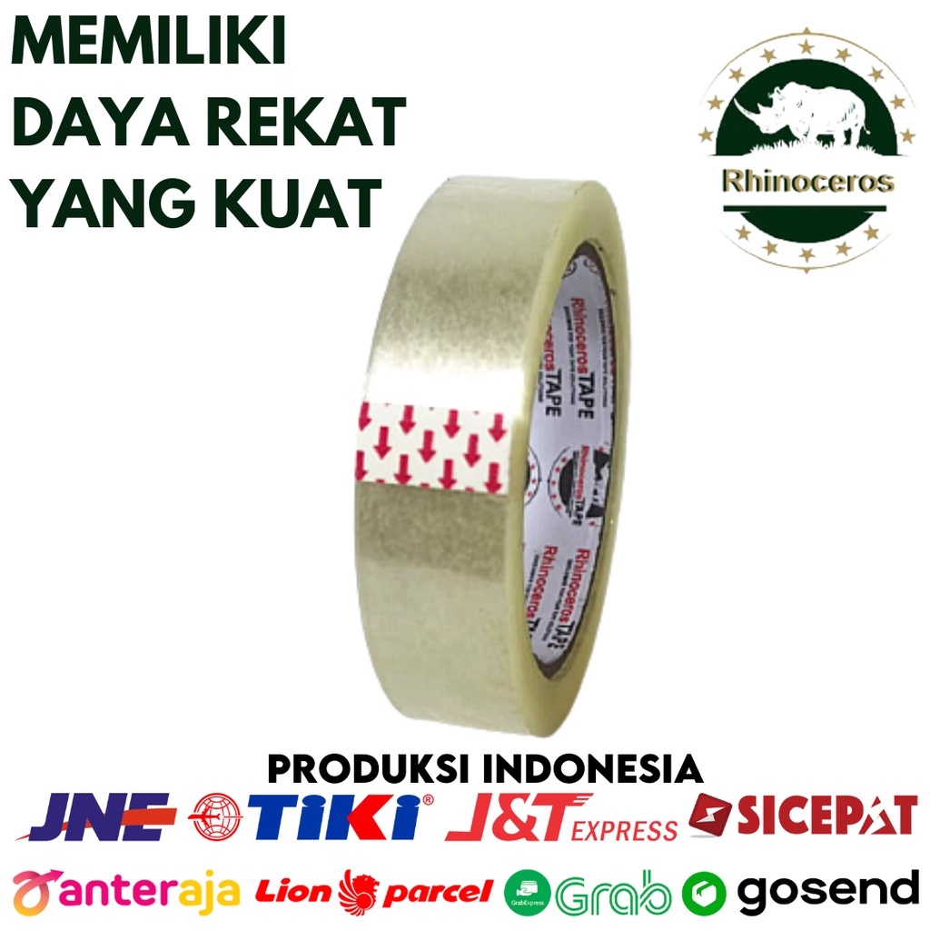 Lakban Bening Putih RHINOCEROS Tape Clear 24MM x 90YARD Lakban 1 inci