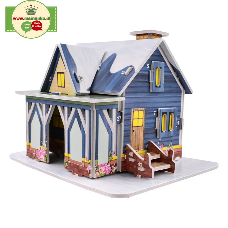 Puzzle 3D Mini | Winter House | Mainan Kecerdasan Anak - 1688O