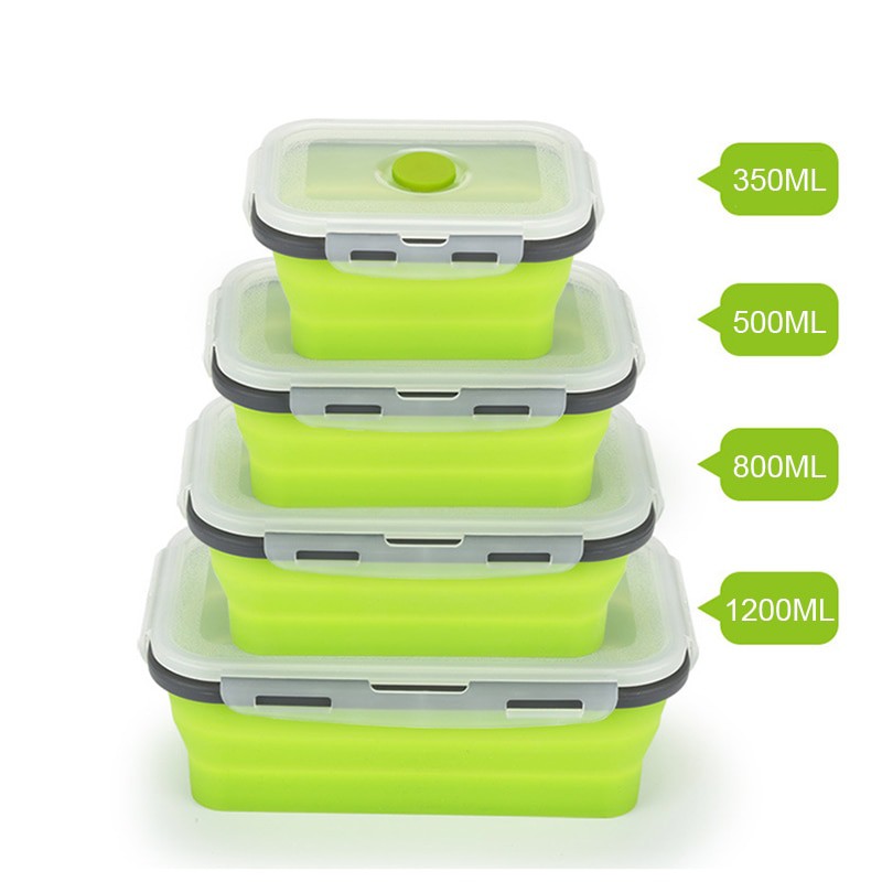 Kotak Makan BPA Free Foldable TEMPAT MAKAN / LUNCH BOX / RANTANG / TEMPAT PENYIMPANAN 800ml