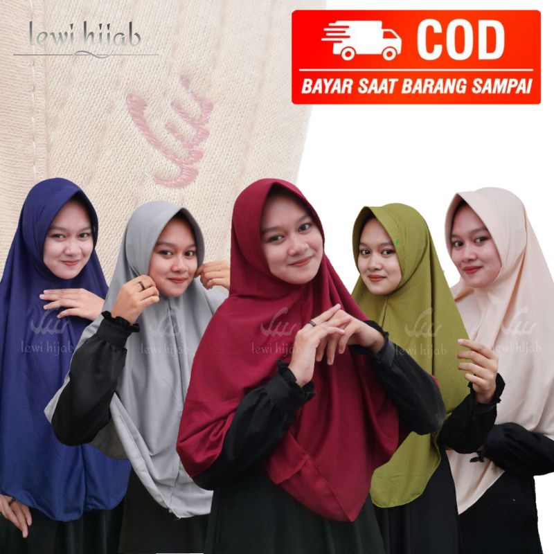 Lewi hijab JILBAB INSTAN BERGO kerudung krudung hijab size L NON serut bahan kaos dewasa sekolah