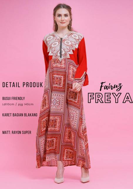 Daster Arab FAIRUZ FREYA Long Dress Rayon Renda import
