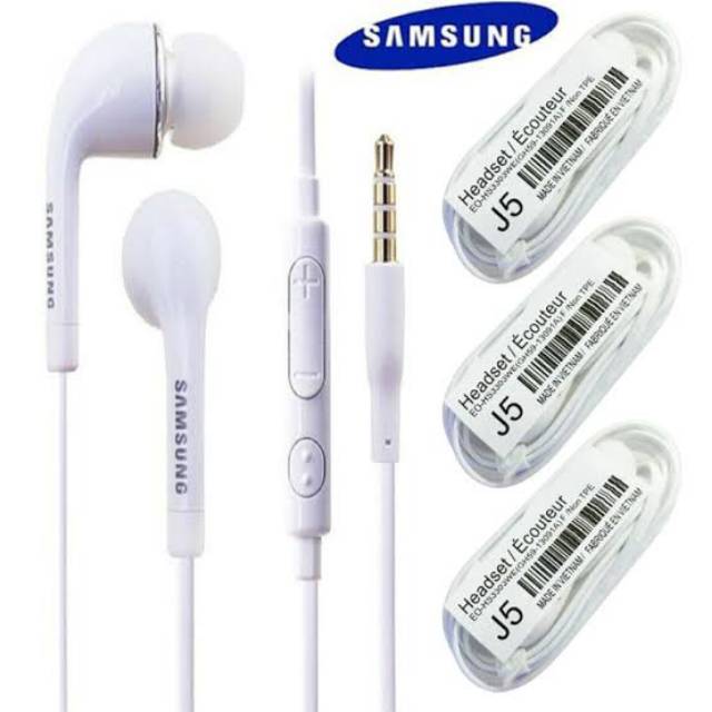 HEADSET SAMSUNG J5 EARPHONE STEREO MIC MICROPHONE NON PACKING GROSIR