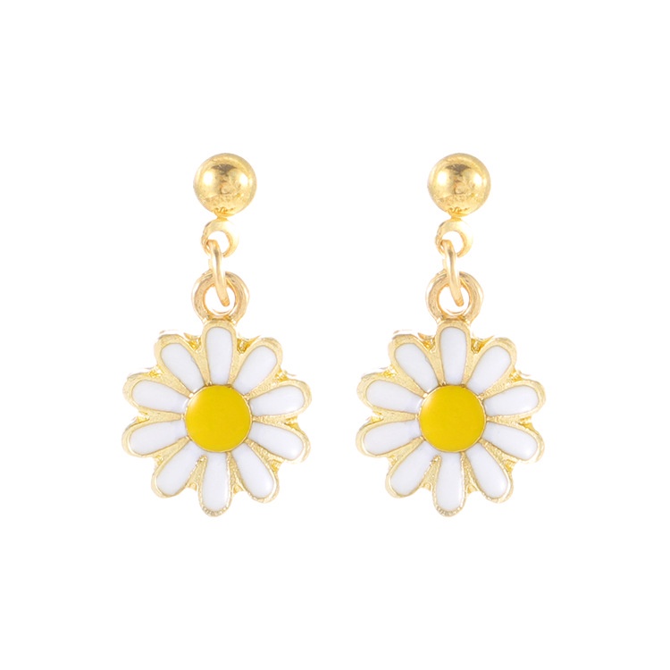 Sterling silver jarum Korea little daisy bunga anting kecil anting-anting kreatif anggun kepribadian