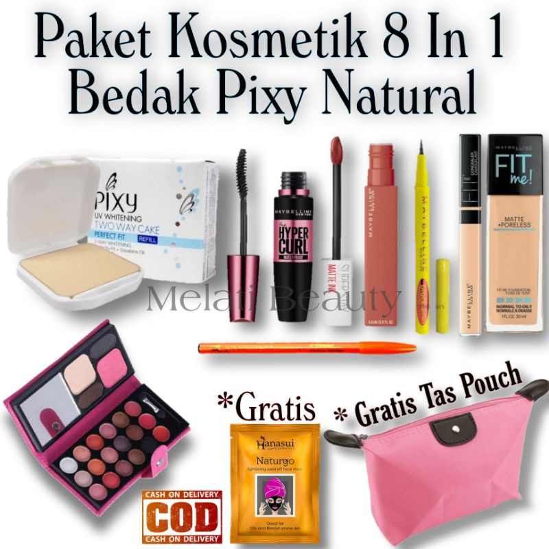 Paket Kosmetik Lengkap 8 In 1 Bedak Pixy Refill / Paket Kosmetik / Kecantikan / Paket Maybelline / B