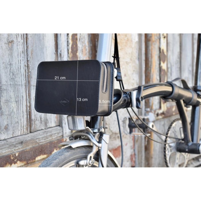 Aksesoris Sepeda - Tas Sepeda Souma Front Brompton Leather Carrier Pouch - Black