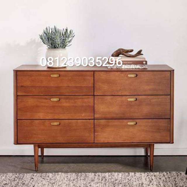 NAKAS MEJA SAMPING MEJA PAJANGAN LACI 6 KAYU JATI MINIMALIS RETRO