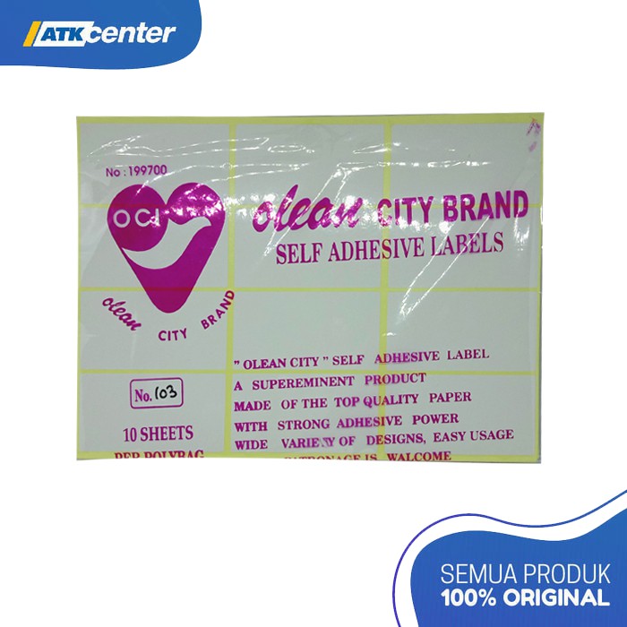 

Label Nama / Label Olean City No.103 Polos (10 Lembar)