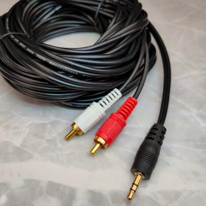 ▔ Q9A Kabel Audio Converter 3.5mm to RCA Stereo 10M Gold Plate Real Pict▔