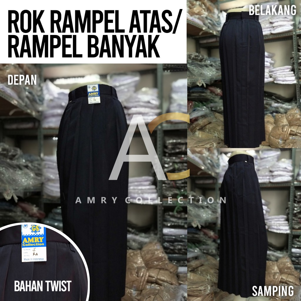 Rok SMP Rempel Atas Bahan Twist Licin Seragam sekolah