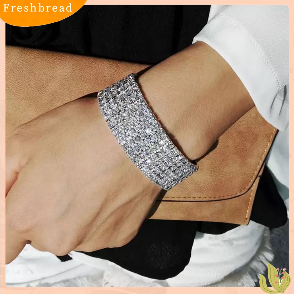 |Frebre Frebre| Gelang Tangan Berlian Imitasi Stretch Multi Baris Untuk Pengantin Wanita