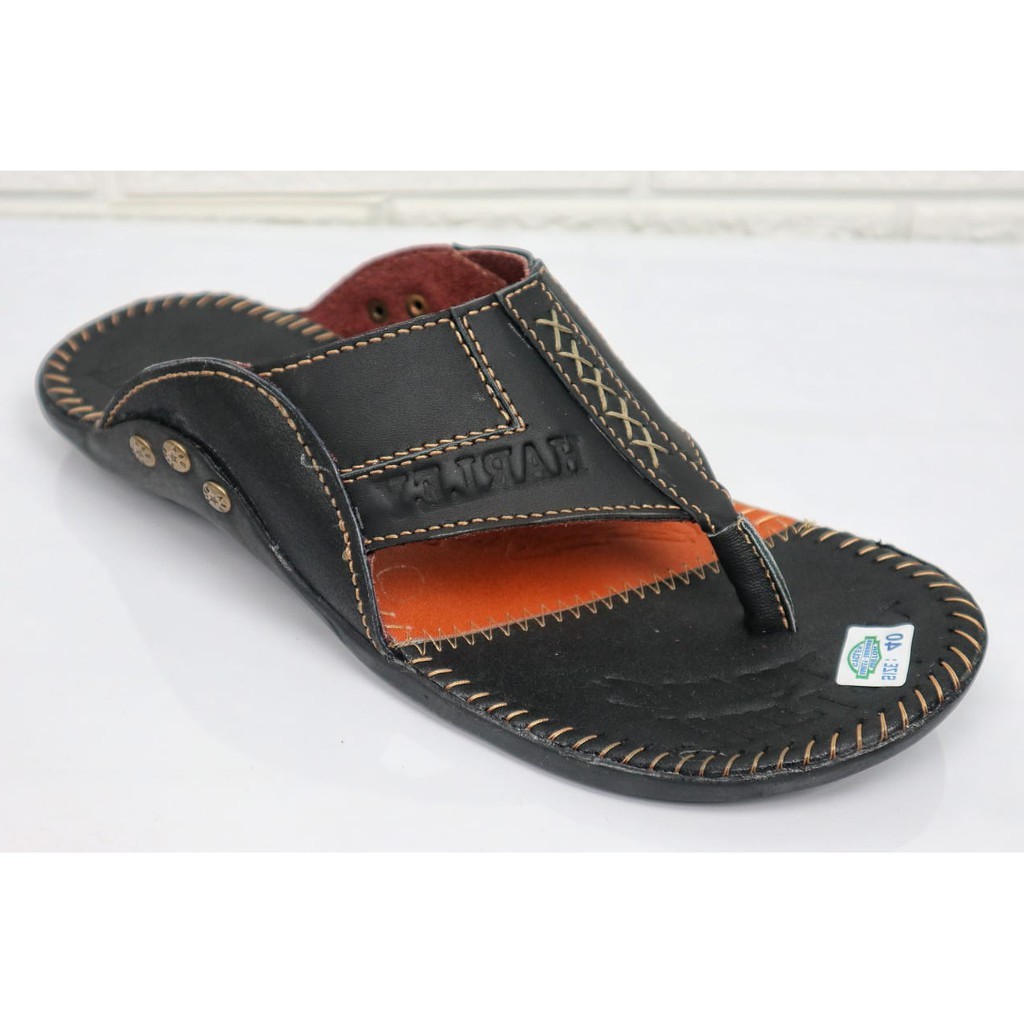 Terbaru Sandal Pria Kulit Sapi Asli Harley Davidson Real Leather Cow Sendal Jepit Rempel Casual Pria