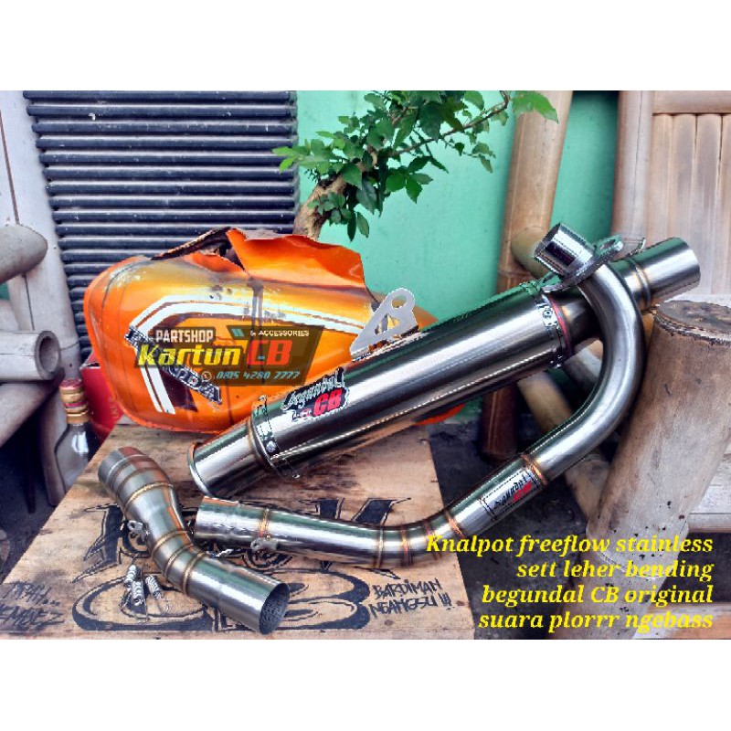 Knalpot freeflow full stainless sett leher cacing original begundal CB suara plorrr khas CB nganjuk 